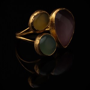 Purple and Sage Cluster Ring, 22K Gold-Plated Witchy Band Bild 2