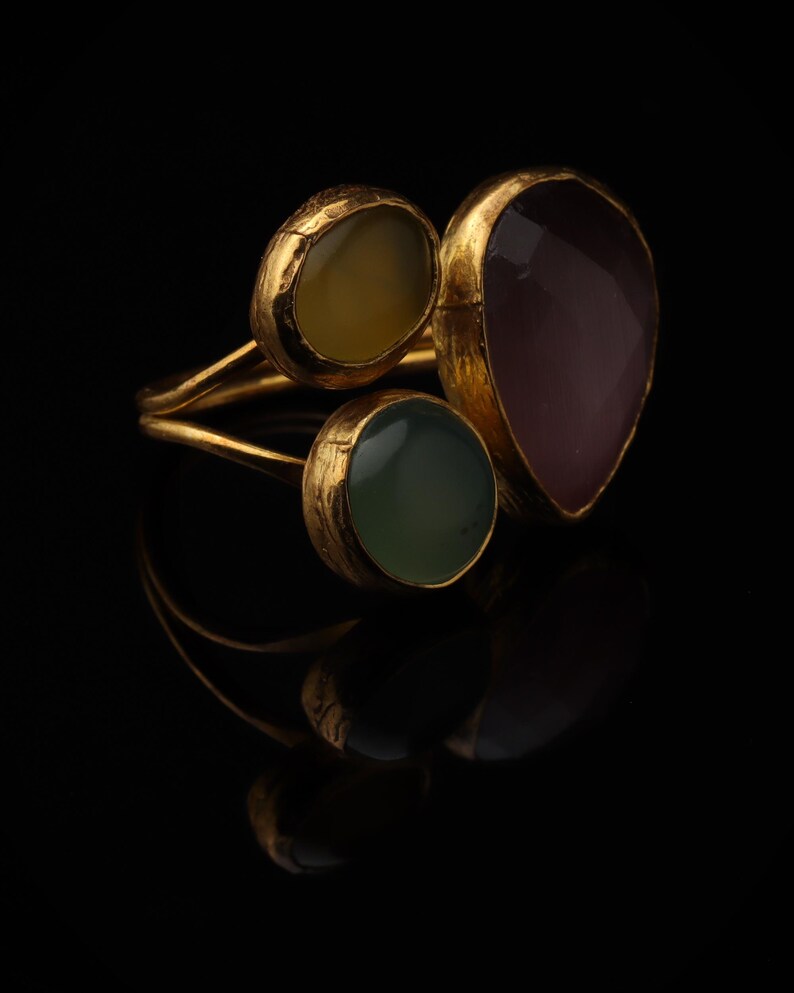 Purple and Sage Cluster Ring, 22K Gold-Plated Witchy Band Bild 2