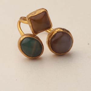 Cocktail Ring, Seafoam and Toffee Ring, Chunky Ring, Vintage Style Ring, Whimsical Ring, Adjustable Ring, 22K Gold-Plated Ring image 7