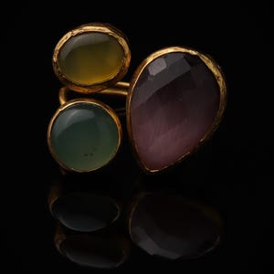 Purple and Sage Cluster Ring, 22K Gold-Plated Witchy Band Bild 3
