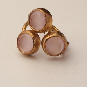 22K Gold-Plated Adjustable Ring, Bold Ring, Whimsical Ring, Cottagecore Ring, Boho Ring, Dusty Rose and Petal Pink Ring image 8
