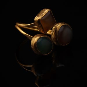 Cocktail Ring, Seafoam and Toffee Ring, Chunky Ring, Vintage Style Ring, Whimsical Ring, Adjustable Ring, 22K Gold-Plated Ring image 2