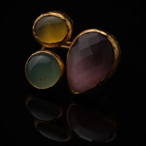 Purple and Sage Cluster Ring, 22K Gold-Plated Witchy Band Bild 4
