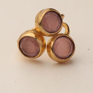 Pink and Grey Dark Academia Ring, 22K Gold-Plated Gothic Band image 6