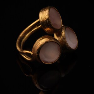 22K Gold-Plated Adjustable Ring, Bold Ring, Whimsical Ring, Cottagecore Ring, Boho Ring, Dusty Rose and Petal Pink Ring image 2