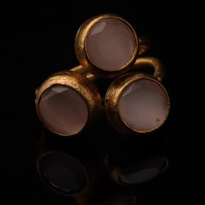 22K Gold-Plated Adjustable Ring, Bold Ring, Whimsical Ring, Cottagecore Ring, Boho Ring, Dusty Rose and Petal Pink Ring image 3