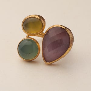Purple and Sage Cluster Ring, 22K Gold-Plated Witchy Band Bild 8