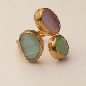 Rosewater and Sage Ring, Artisan Ring, 22K Gold-Plated Ring, Multi Stone Ring, Maximalist Jewelry, Cottagecore Ring, Bold Ring bild 7