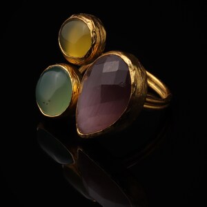 Purple and Sage Cluster Ring, 22K Gold-Plated Witchy Band Bild 5