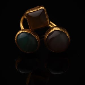 Cocktail Ring, Seafoam and Toffee Ring, Chunky Ring, Vintage Style Ring, Whimsical Ring, Adjustable Ring, 22K Gold-Plated Ring image 3