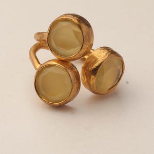 22K Gold-Plated Three Stone Ring, Cottagecore Ring, Whimsical Ring, Unique Ring, Ochre and Umber Ring, Colorful Ring image 7