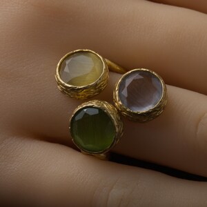 Rosewater and Sage Ring, Artisan Ring, 22K Gold-Plated Ring, Multi Stone Ring, Maximalist Jewelry, Cottagecore Ring, Bold Ring bild 10