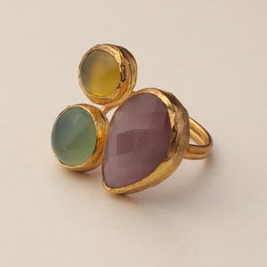 Purple and Sage Cluster Ring, 22K Gold-Plated Witchy Band Bild 9