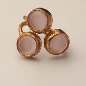 22K Gold-Plated Adjustable Ring, Bold Ring, Whimsical Ring, Cottagecore Ring, Boho Ring, Dusty Rose and Petal Pink Ring image 6