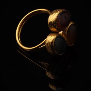 22K Gold-Plated Adjustable Ring, Boho Ring, Art Deco Ring, Storm Grey and Sable Ring, Statement Ring, Unique Ring image 2
