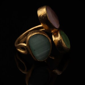 Rosewater and Sage Ring, Artisan Ring, 22K Gold-Plated Ring, Multi Stone Ring, Maximalist Jewelry, Cottagecore Ring, Bold Ring bild 2