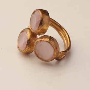 22K Gold-Plated Adjustable Ring, Bold Ring, Whimsical Ring, Cottagecore Ring, Boho Ring, Dusty Rose and Petal Pink Ring image 9