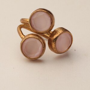 22K Gold-Plated Adjustable Ring, Bold Ring, Whimsical Ring, Cottagecore Ring, Boho Ring, Dusty Rose and Petal Pink Ring image 7
