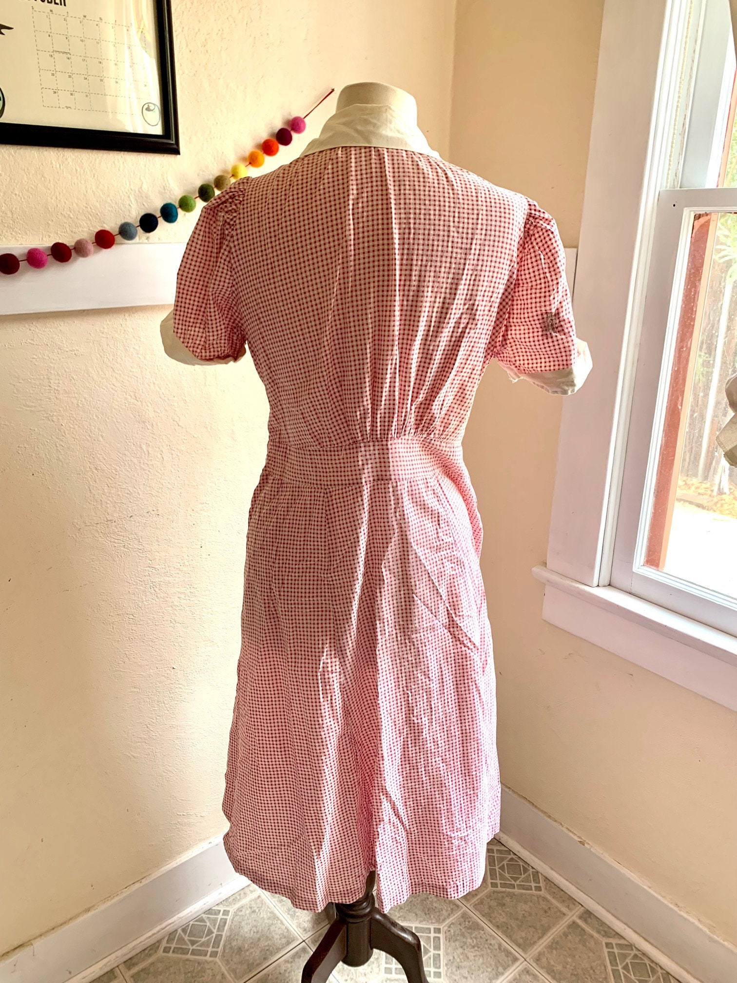 1930's Vintage Cotton House Red Gingham Etsy