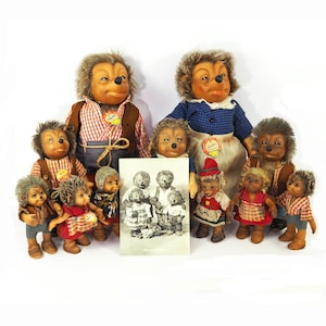 Famiglia di ricci Steiff d'epoca - Circa 1950-1960