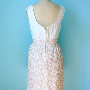 vintage 60s peach and cream / pale pink / two-piece lace overlay dress / size xsmall small / mad men style image 6