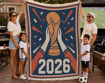 Lift the Trophy 2026 Woven Blanket, Soccer Fan Keepsake, Game Day Decor BLAN0786