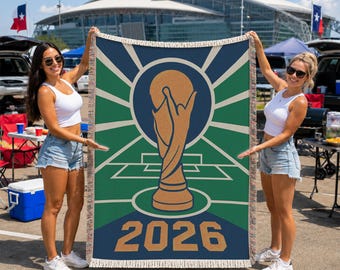 Trophy on the Pitch 2026 Woven Blanket, Soccer Gift, Game Day Decor BLAN0787