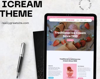 Eisdiele Website Template, Responsive Food Business Design (Digitaler Download)