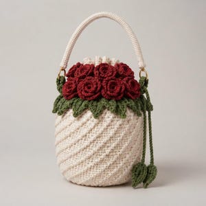 Easy Crochet Rose Potli Bag  | Step-by-Step Drawstring Pouch Tutorial