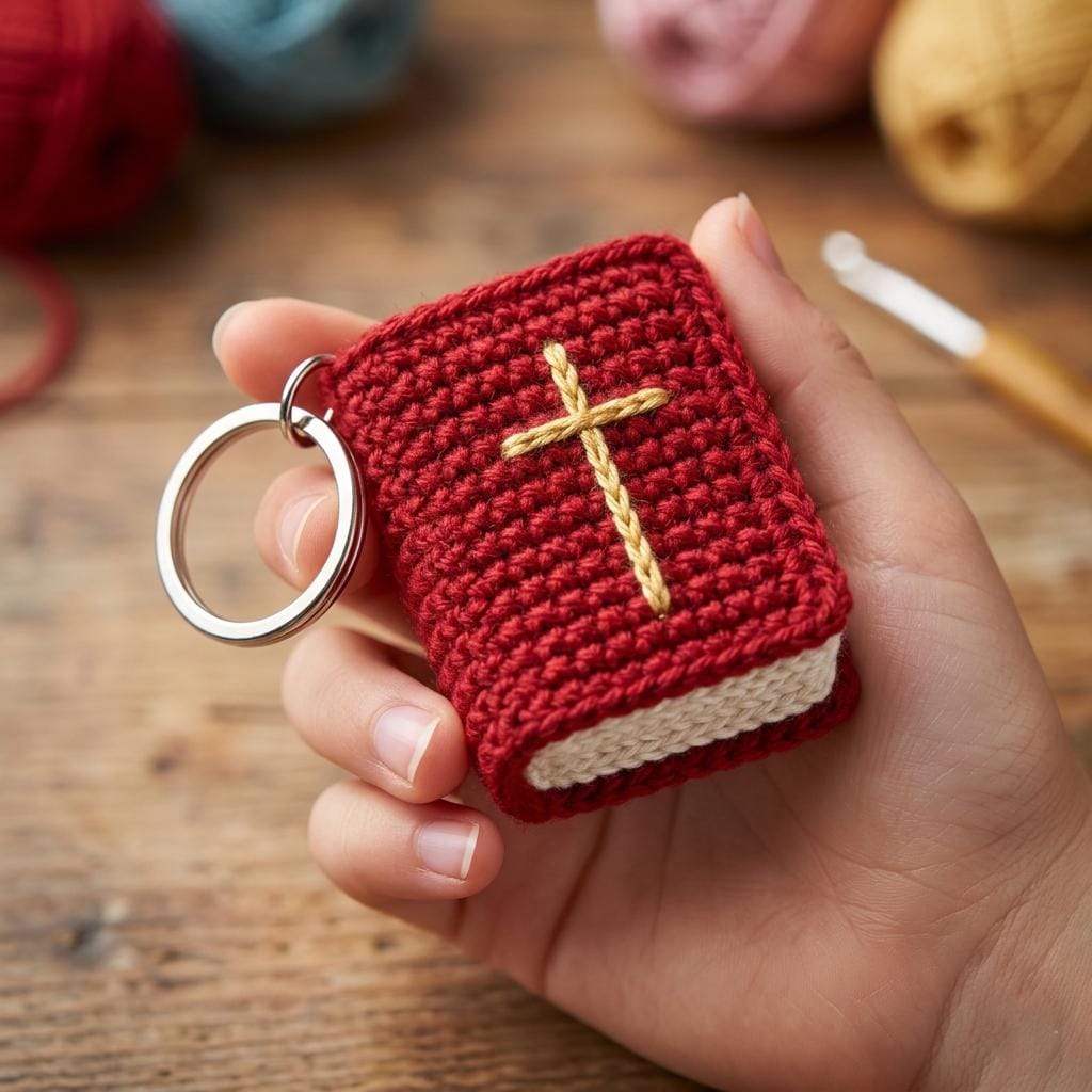 40 Mini Crochet Patterns for Small Makes, Keychains, and Tiny Amigurumi 29 Easy Crochet Mini Book Keychain Pattern Bible Keychain