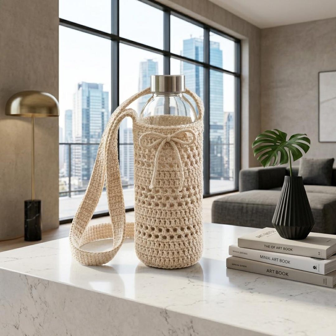 Crochet Water Bottle Bag Pattern PDF , Beginner Bottle Holder With ...