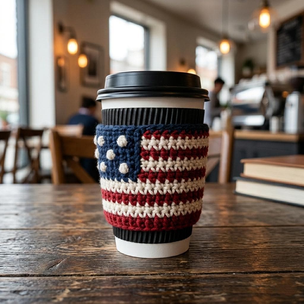 39 American Flag Crochet Patterns to Show Your Patriotic Style 6 American Flag Crochet Cup Cozy