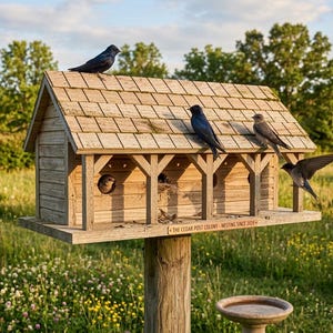 Handmade Cedar Birdhouse – Weather-Resistant Outdoor Bird Nesting Box
