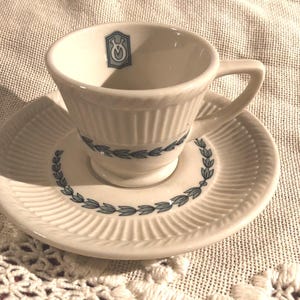 Van Orman Hotel. Vintage Grey & Cream Staffordshire Tea Cup and Saucer A Product of Shenango Pottery Co, New Castle, PA