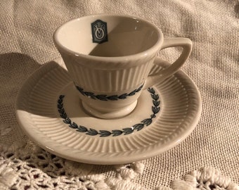 Vintage Grey & Cream Staffordshire Tea Cup and Saucer A Product of Shenango Pottery Co, New Castle, PA