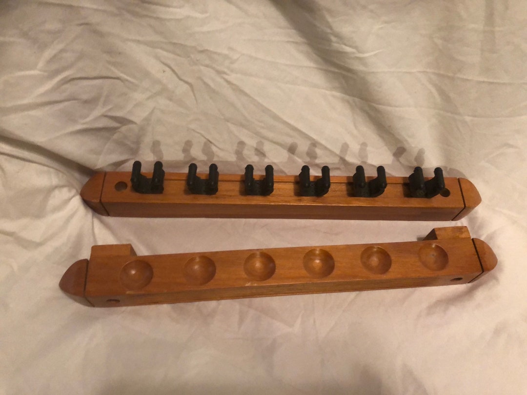 Wooden Pool Cue Rack Holds 6 Pool Sticks Etsy