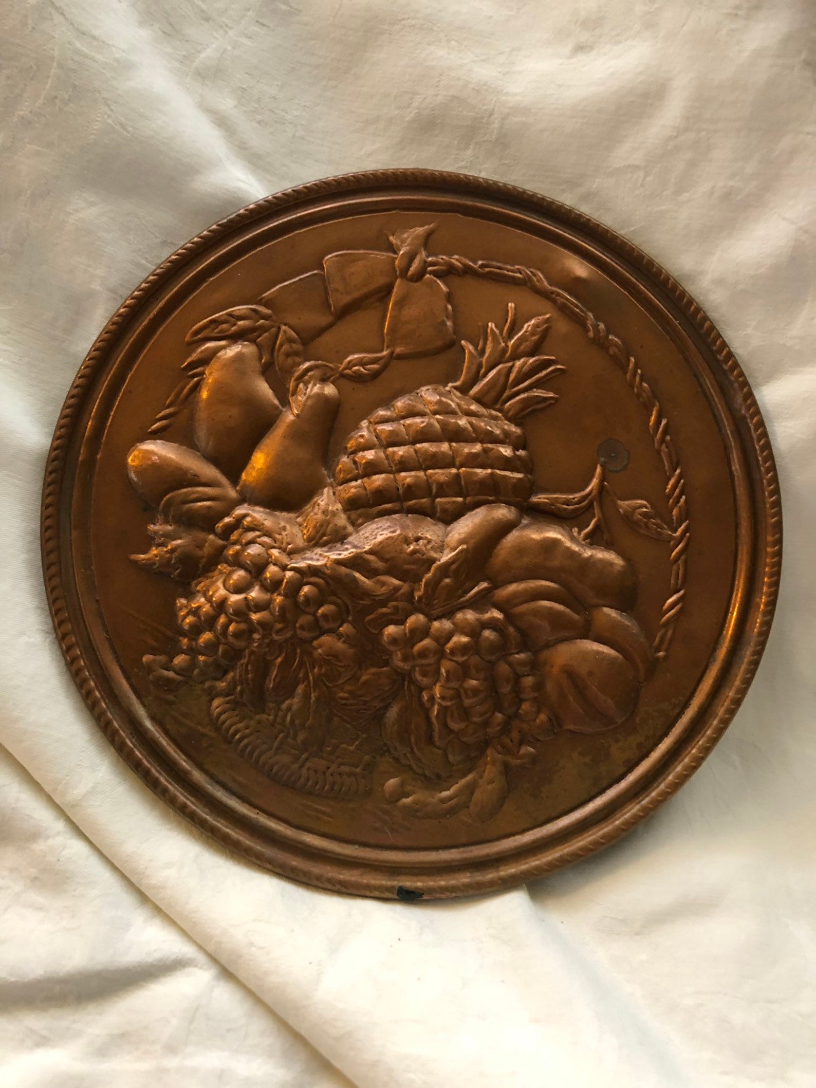 Vintage Copper Fruit Basket Wall Hanging From Elpec England Etsy