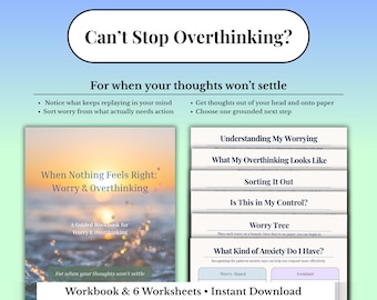 Überdenken Arbeitsheft | Angst Arbeitsbuch | Sorgen Journal Printable | Gedankenrasen Hilfe | Mental Clutter Workbook