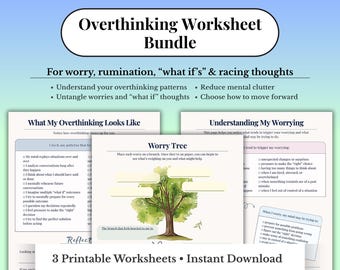 Überdenken Arbeitsblätter | Sorgenbaum Printable | Angst & Wiederkäuen Arbeitsbuch | PDF mit Gedankenrasen