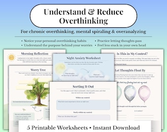 Überdenken Arbeitsblätter | Hör auf zu viel nachzudenken | Sorgenbaum Arbeitsblatt | Racing Gedanken & Angst Printables