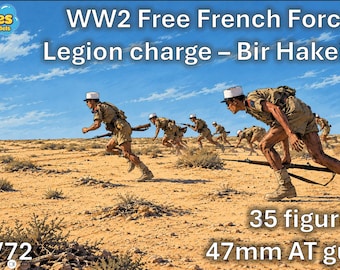1/72 Free French Forces Bir Hakeim legion charge & 47mm AT gun (35 figures)
