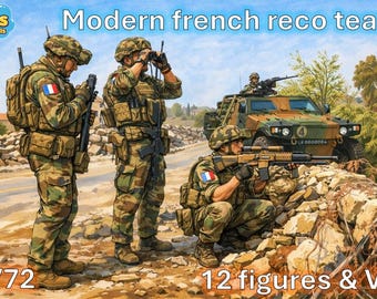 1/72 20mm Modern french reco team & VBL  (12 Figures)