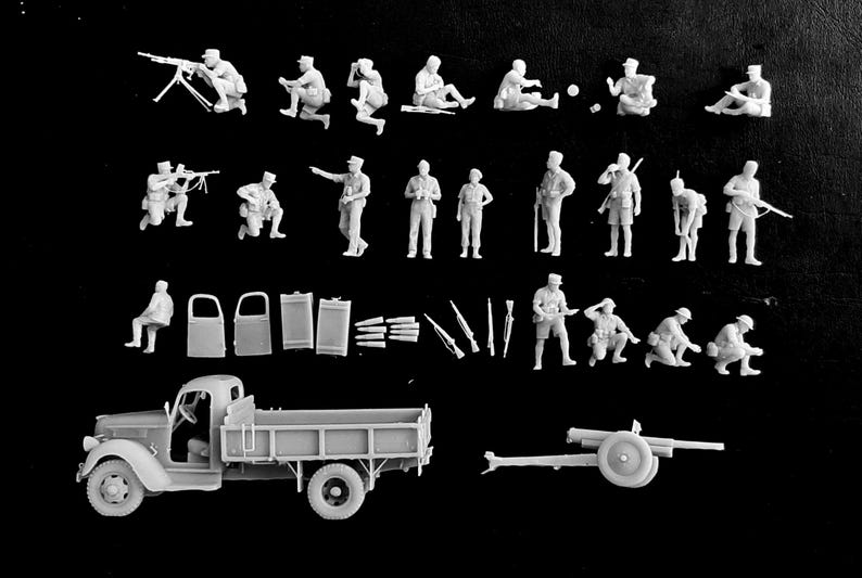 1/72 Free French Forces Bir Hakeim fire support & mounted 75mm gun (20 figures) 画像 3