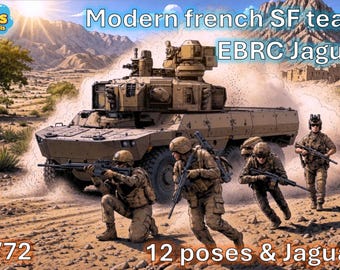 1/72 20mm Modern french special forces team & EBRC Jaguar (Jaguar + 16 Figures)