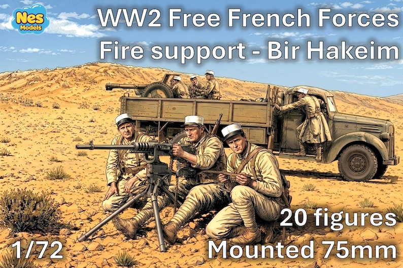 1/72 Free French Forces Bir Hakeim fire support & mounted 75mm gun (20 figures) 画像 1
