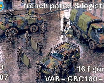 1/87 HO Modern French patrol & logictics (VAb, GBC 180, Masstech T4, 16 figues)