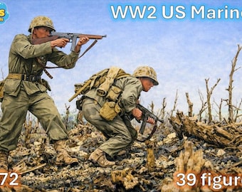 1/72 20mm WW2 Us Marines (39 Figures)