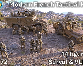 1/72 20mm Modern french tactical HQ  (Serval+ VLRA +  14 Figures)