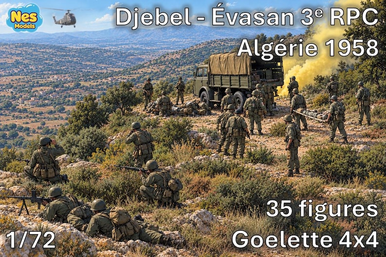 1/72 20mm Djebel Evasan - Algérie 1958 (35 figures & Goelette 4x4) 画像 1