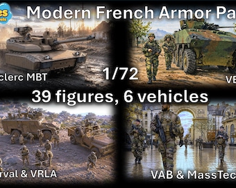 1/72 20mm Modern French Armor (39 figures, Leclerc, VBCI, VAB, Serval, VLRA, MasstechT4)